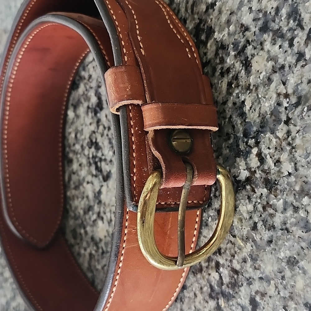 Vintage Bianchi B#53 34 Brown Leather Ranger Belt Brass Buckle